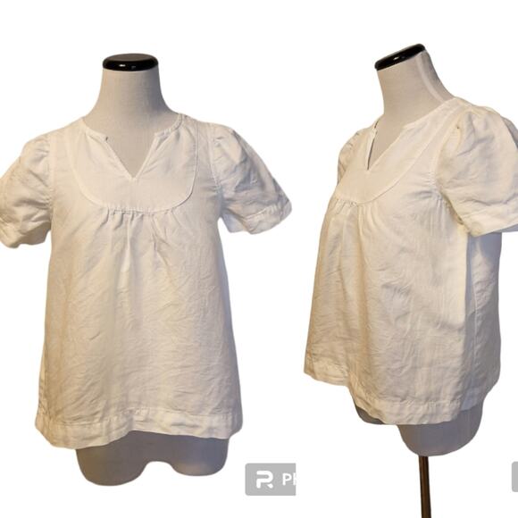 Madewell Cotton/Linen Blend Short Sleeve Blouse White - Extra Small (XS) - Picture 9 of 9